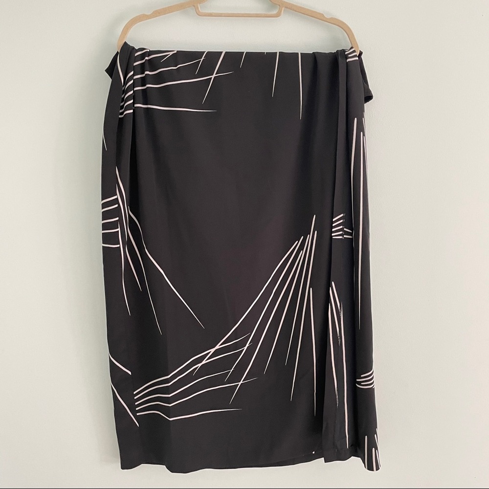 Black and White Wrap Pencil Skirt for Casual Office Wear or Church